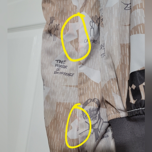 Punk Royal Bomber Jacket Destroy Creatures of Chaos Size Medium Beige Gray - Picture 6 of 15